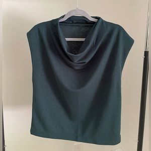 Zara top, dark aquamarine color, size S, pre-owned.